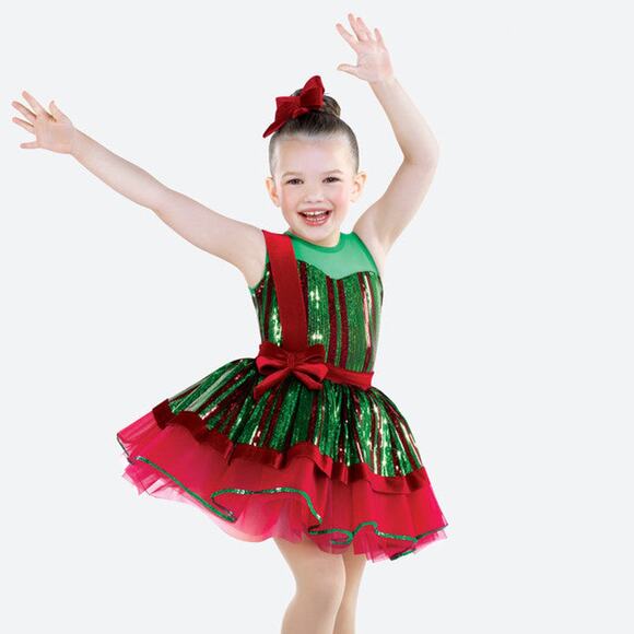 Dance Costume XS Child Red Revolution RC256779 Tap Jazz Sequin Dress Bow - Picture 1 of 3